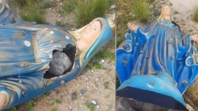 في جزين.. أقدموا على نزع وتحطيم تمثال العذراء!