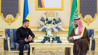 ولي العهد السعودي أجرى مباحثات رسمية مع الرئيس الأوكراني