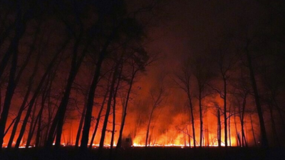 حرائق غابات ضخمة في نيوجيرسي والنيران إقتربت من محطة نووية سابقة