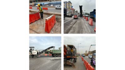 “الأشغال” تواصل أعمال صيانة طريق نهر ابراهيم الدولية